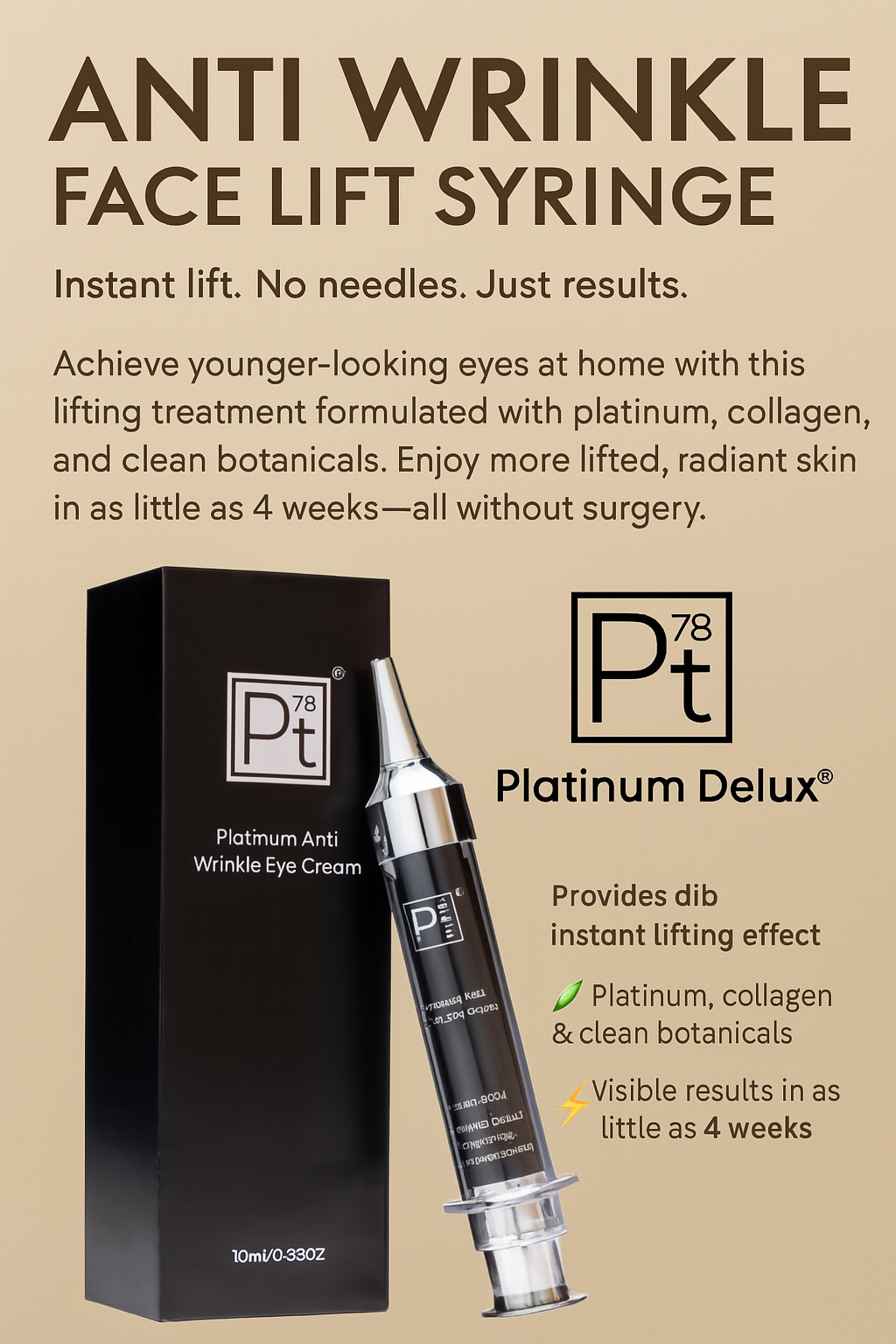 Face Lift Syringe -  Non Surgical Facelift - Platinum Deluxe